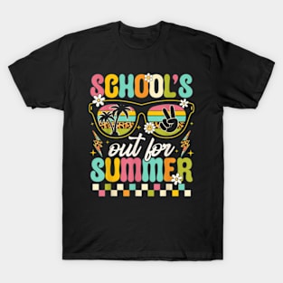 Retro Last Day Of School'S Out For Summer Teacher Boys Girls T-Shirt T-Shirt